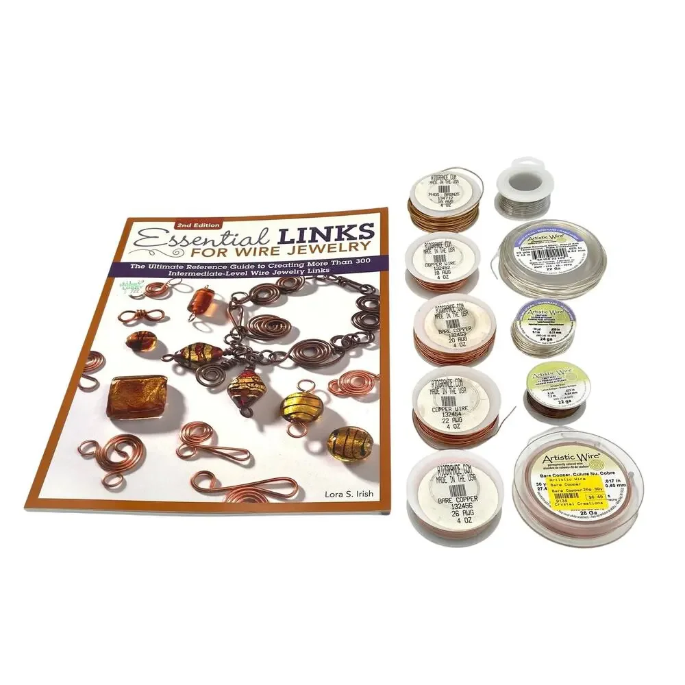 Wire Links Jewelry Making Book Plus 10 Spools of Wire Copper Silver Pated Bronze